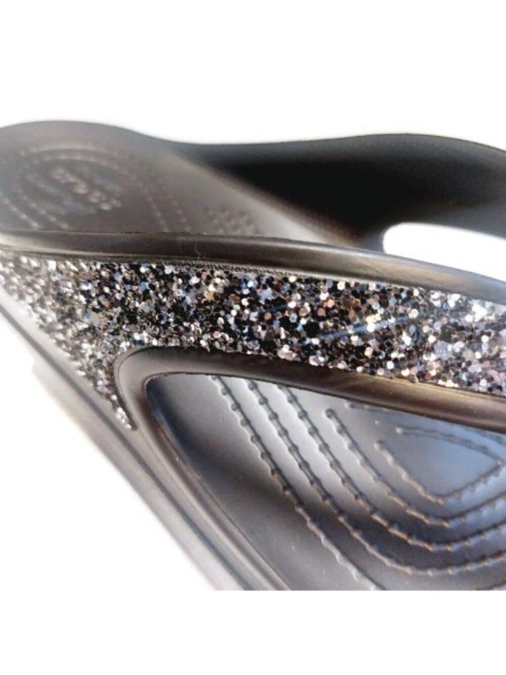 CROCS Sloane Womens Size 10 Glitter Wedge Flip Flops Lightweight Slip On Sandals - Picture 2 of 9